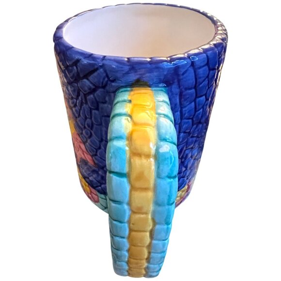 HTF Pair of Collectible Vtg 1994 CLAY ART Mosaic Fish Mugs Hand-Painted Ceramic - Picture 8 of 16